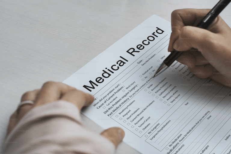 A medical patient report form
